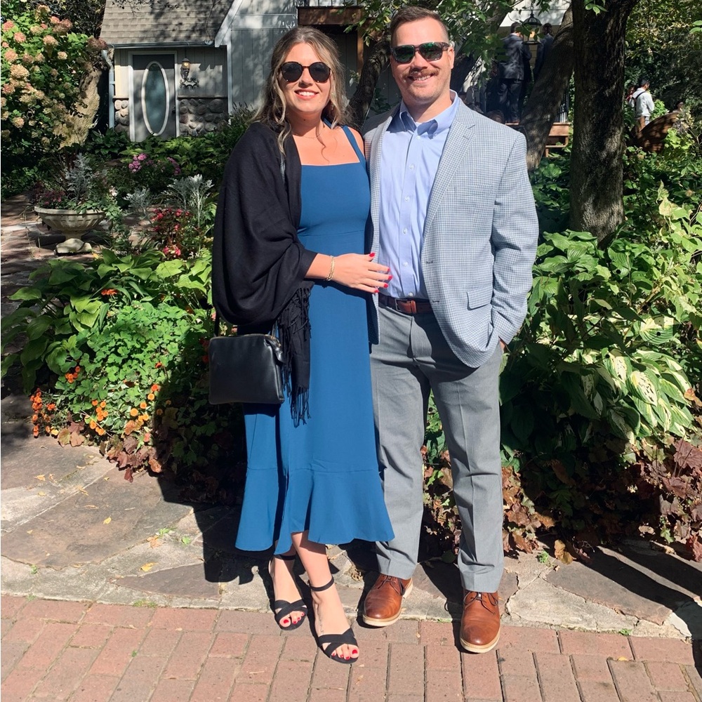 Teal Midi Dress with Tie Shoulders